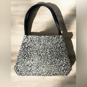 White Black Roses Small Purse Mini Handbag Floral Gothic Goth Romantic Fabric